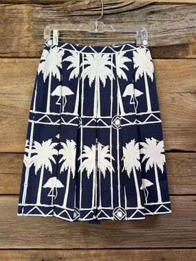 NWT Talbots Tropical pleated skirt, Navy/White, size 2